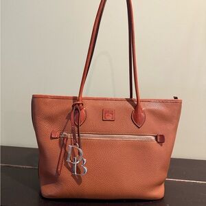 Dooney & Bourke Brown Leather Tote with Silver Accents